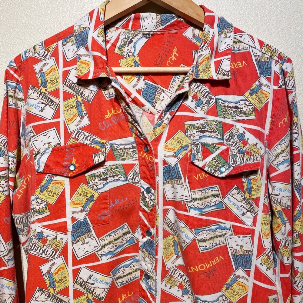 Vintage Ski Long Sleeve Button Down Medium (long)